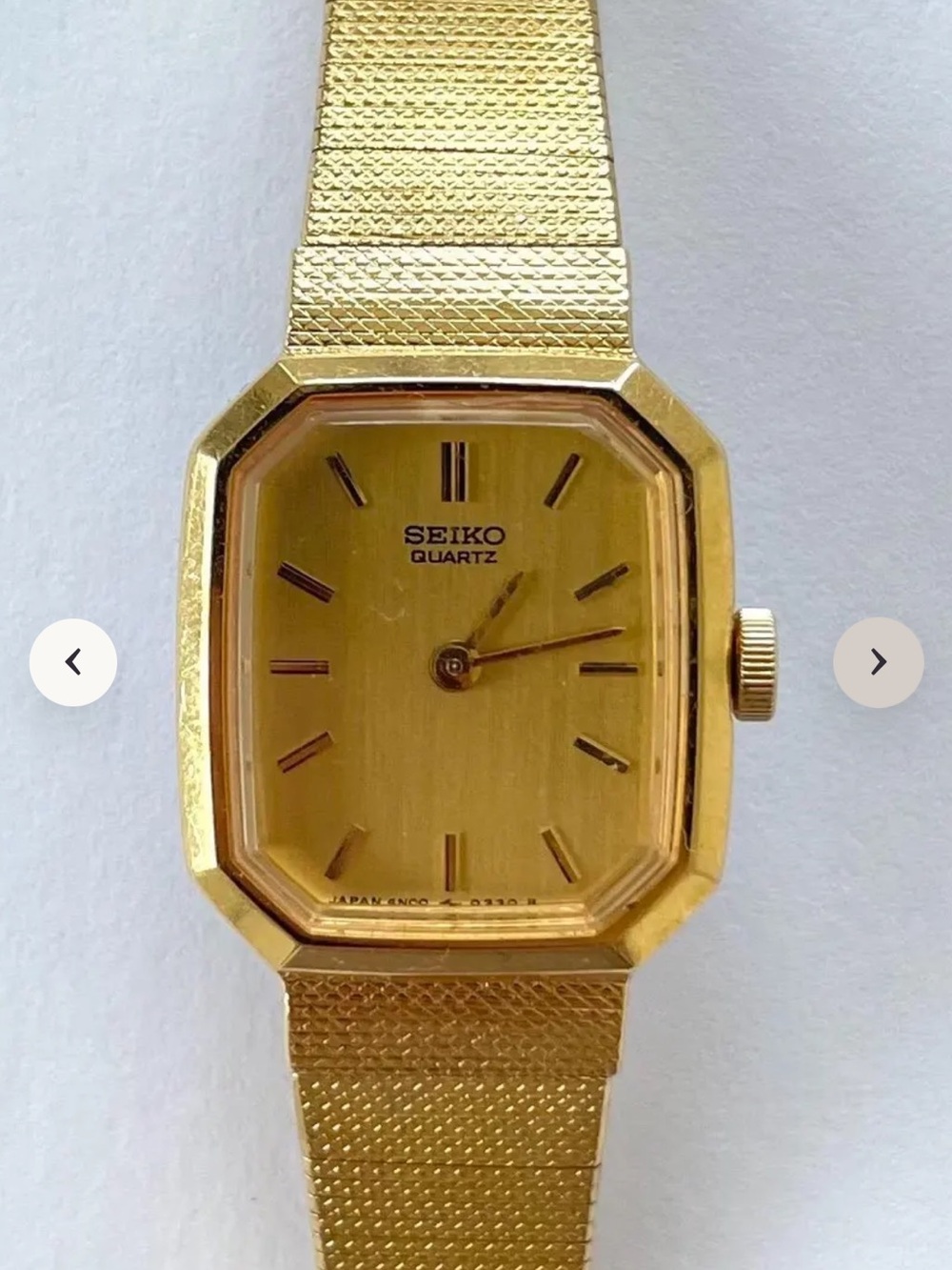 Seiko Gold Tone Rectangular Dial Mesh Bracelet Watch